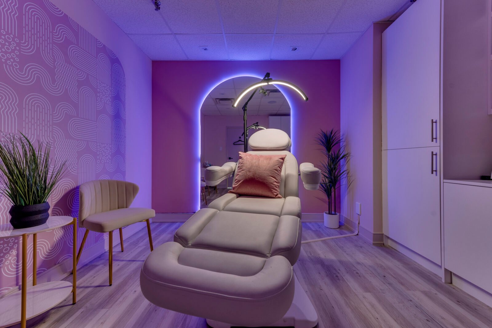 Luxury treatment room prepared for micro channeling session