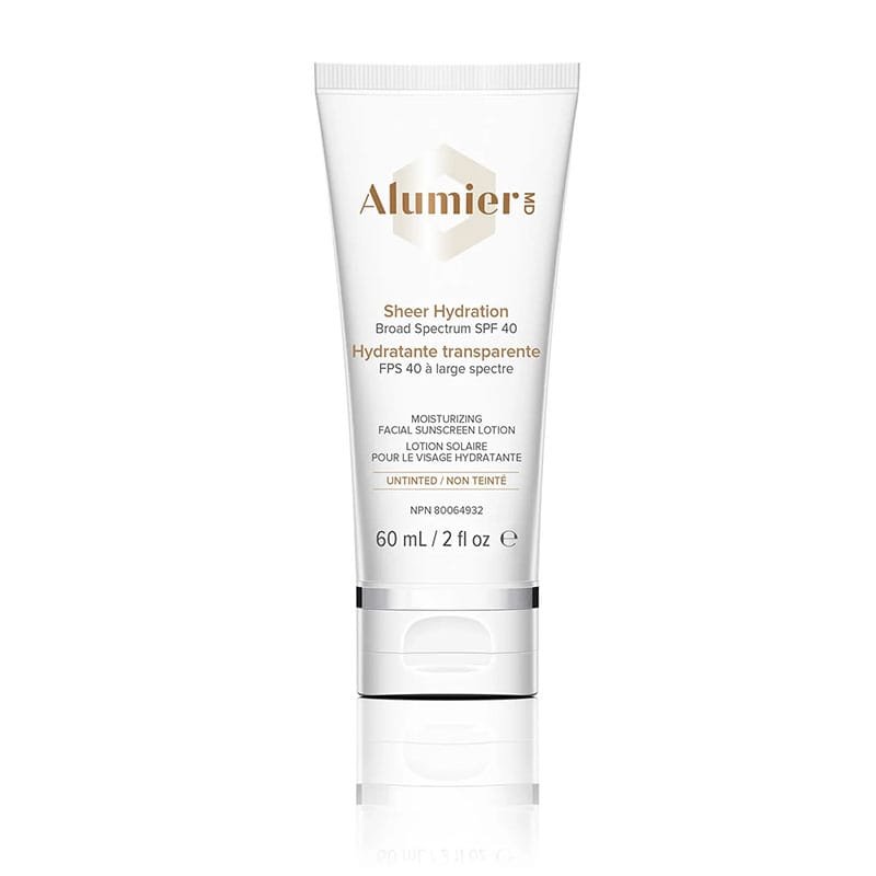 AlumierMD Sheer Hydration Broad Spectrum SPF 40 sunscreen tube